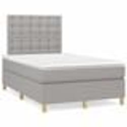 vidaXL Sommier à lattes de lit matelas LED gris clair 120x190 cm tissu - 120 x 190 cm
