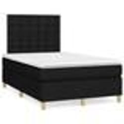 vidaXL Sommier à lattes de lit matelas et LED noir 120x190 cm tissu - 120 x 190 cm