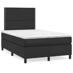 vidaXL Sommier à lattes de lit matelas LED noir 120x190 cm similicuir - 120 x 190 cm