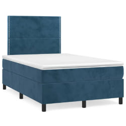 vidaXL Sommier à lattes de lit avec matelas LED bleu foncé 120x190 cm