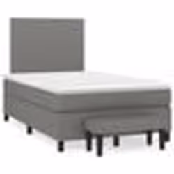 vidaXL Sommier à lattes de lit avec matelas gris foncé 120x190cm tissu - 120 x 190 cm