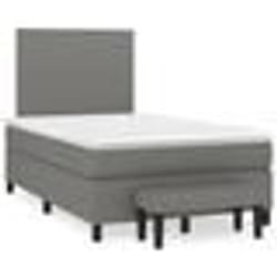 vidaXL Sommier à lattes de lit avec matelas gris foncé 120x190cm tissu - 120 x 190 cm