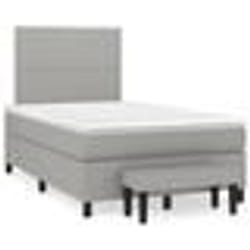 vidaXL Sommier à lattes de lit et matelas gris clair 120x190 cm tissu - 120 x 190 cm