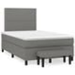 vidaXL Sommier à lattes de lit avec matelas gris foncé 120x190cm tissu - 120 x 190 cm