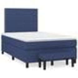 vidaXL Sommier à lattes de lit avec matelas bleu 120x190 cm tissu - 120 x 190 cm