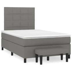 vidaXL Sommier à lattes de lit avec matelas gris foncé 120x190cm tissu - 120 x 190 cm