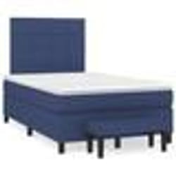 vidaXL Sommier à lattes de lit avec matelas bleu 120x190 cm tissu - 120 x 190 cm