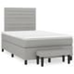 vidaXL Sommier à lattes de lit et matelas gris clair 120x190 cm tissu - 120 x 190 cm