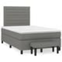 vidaXL Sommier à lattes de lit avec matelas gris foncé 120x190cm tissu - 120 x 190 cm