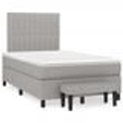 vidaXL Sommier à lattes de lit et matelas gris clair 120x190 cm tissu - 120 x 190 cm