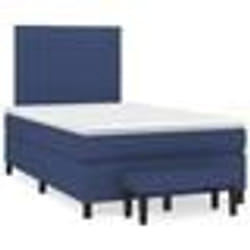 vidaXL Sommier à lattes de lit avec matelas bleu 120x190 cm tissu - 120 x 190 cm