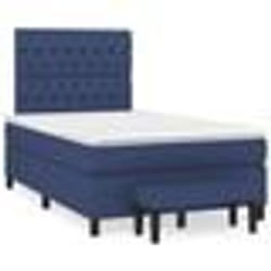 vidaXL Sommier à lattes de lit avec matelas bleu 120x190 cm tissu - 120 x 190 cm