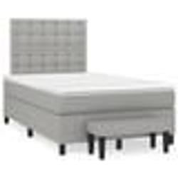 vidaXL Sommier à lattes de lit et matelas gris clair 120x190 cm tissu - 120 x 190 cm