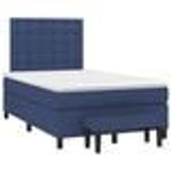 vidaXL Sommier à lattes de lit avec matelas bleu 120x190 cm tissu - 120 x 190 cm