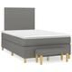 vidaXL Sommier à lattes de lit avec matelas gris foncé 120x190cm tissu - 120 x 190 cm