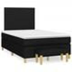 vidaXL Sommier à lattes de lit avec matelas noir 120x190 cm tissu - 120 x 190 cm