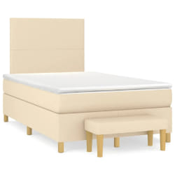 vidaXL Sommier à lattes de lit avec matelas crème 120x190 cm tissu