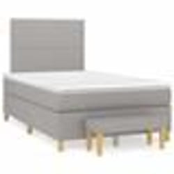 vidaXL Sommier à lattes de lit et matelas gris clair 120x190 cm tissu - 120 x 190 cm