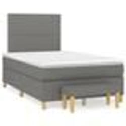 vidaXL Sommier à lattes de lit avec matelas gris foncé 120x190cm tissu - 120 x 190 cm