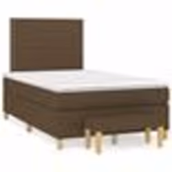 vidaXL Sommier à lattes de lit et matelas marron foncé 120x190cm tissu - 120 x 190 cm
