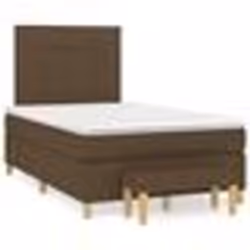 vidaXL Sommier à lattes de lit et matelas marron foncé 120x190cm tissu - 120 x 190 cm