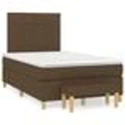 vidaXL Sommier à lattes de lit et matelas marron foncé 120x190cm tissu - 120 x 190 cm