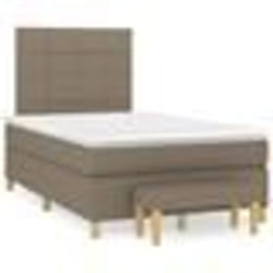 vidaXL Sommier à lattes de lit avec matelas taupe 120x190 cm tissu - 120 x 190 cm