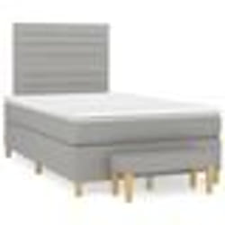 vidaXL Sommier à lattes de lit et matelas gris clair 120x190 cm tissu - 120 x 190 cm