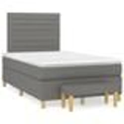 vidaXL Sommier à lattes de lit avec matelas gris foncé 120x190cm tissu - 120 x 190 cm