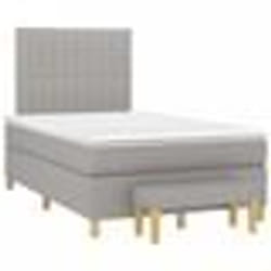 vidaXL Sommier à lattes de lit et matelas gris clair 120x190 cm tissu - 120 x 190 cm