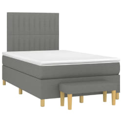 vidaXL Sommier à lattes de lit avec matelas gris foncé 120x190cm tissu - 120 x 190 cm