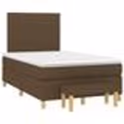 vidaXL Sommier à lattes de lit et matelas marron foncé 120x190cm tissu - 120 x 190 cm