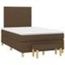 vidaXL Sommier à lattes de lit et matelas marron foncé 120x190cm tissu - 120 x 190 cm