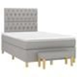 vidaXL Sommier à lattes de lit et matelas gris clair 120x190 cm tissu - 120 x 190 cm