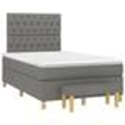 vidaXL Sommier à lattes de lit avec matelas gris foncé 120x190cm tissu - 120 x 190 cm