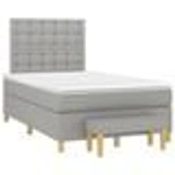 vidaXL Sommier à lattes de lit et matelas gris clair 120x190 cm tissu - 120 x 190 cm