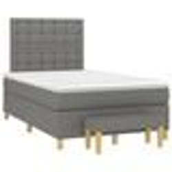 vidaXL Sommier à lattes de lit avec matelas gris foncé 120x190cm tissu - 120 x 190 cm