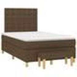 vidaXL Sommier à lattes de lit et matelas marron foncé 120x190cm tissu - 120 x 190 cm