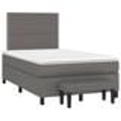 vidaXL Sommier à lattes de lit avec matelas gris 120x190 cm similicuir - 120 x 190 cm