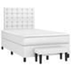vidaXL Sommier à lattes de lit avec matelas blanc 120x190cm similicuir - 120 x 190 cm