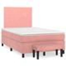 vidaXL Sommier à lattes de lit avec matelas rose 120x190 cm velours - 120 x 190 cm