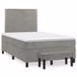 vidaXL Sommier à lattes de lit et matelas gris clair 120x190cm velours - 120 x 190 cm