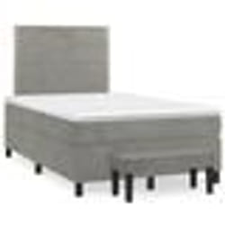 vidaXL Sommier à lattes de lit et matelas gris clair 120x190cm velours - 120 x 190 cm