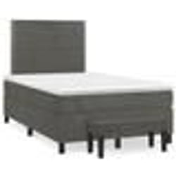 vidaXL Sommier à lattes de lit et matelas gris foncé 120x190cm velours - 120 x 190 cm