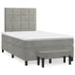 vidaXL Sommier à lattes de lit et matelas gris clair 120x190cm velours - 120 x 190 cm