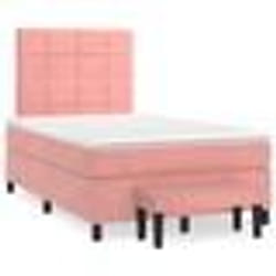 vidaXL Sommier à lattes de lit avec matelas rose 120x190 cm velours - 120 x 190 cm