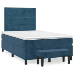 vidaXL Sommier à lattes de lit et matelas bleu foncé 120x190cm velours