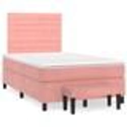 vidaXL Sommier à lattes de lit avec matelas rose 120x190 cm velours - 120 x 190 cm
