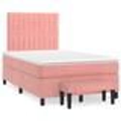 vidaXL Sommier à lattes de lit avec matelas rose 120x190 cm velours - 120 x 190 cm
