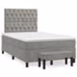 vidaXL Sommier à lattes de lit et matelas gris clair 120x190cm velours - 120 x 190 cm